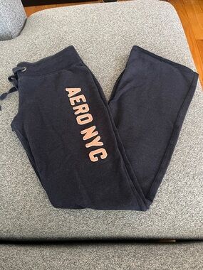 Aeropostale Navy Sweatpants with Pink AERO NYC Logo